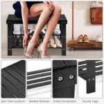 Giantex Entryway Shoe Bench, Bamboo Shoe Shelf Organizer Holds up to 6 Pairs, 3-Tier Black Shoe Storage Rack Heels, Slippers for Entry, Living Room, Bathroom (Black) - Image 8