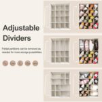 Shoe Organizer for Closet, Foldable Shoe Box with Adjustable Dividers and Clear Cover, Space Saving Shoe Storage Organizer Cabinet with Reinforced Handles, Fits 16 Pairs, Beige TP09Y - Image 3
