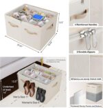 Shoe Organizer for Closet, Foldable Shoe Box with Adjustable Dividers and Clear Cover, Space Saving Shoe Storage Organizer Cabinet with Reinforced Handles, Fits 16 Pairs, Beige TP09Y - Image 4