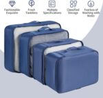 9 Set Packing Cubes for Travel Essentials, Suitcase Organizer Bags for Airplane Road Trip Camp - Navy Blue - Image 5