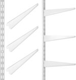 2 Pcs Twin Rail Upright Wall Shelving System 25 Inch with 6 Pcs Adjustable Shelf Bracket 11.5 Inch Heavy Duty Storage Rack Metal Support System for Kitchen Closet Home Indoor(White) - Image 2