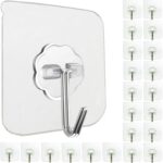 24 Pack Heavy Duty Self Adhesive Hooks - 33lb Max, Transparent, Waterproof, Sticky Wall Hooks for Keys, Bathroom, Shower, Outdoor, Kitchen, Door, Home Improvement, Utility - Image 2