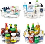 4 Pack Lazy Susan 11.5" Inch Turntable Organizer Organization Storage Container Bins Spice Rack Cabinet Rotating Condiment for Pantry Countertop Kitchen Vanity Bathroom Jewelry Holder Clear - Image 2