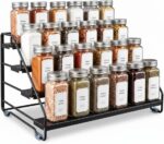 4 Tier Spice Rack Organizer for Cabinet, Step Adjustable Spice Shelf Seasoning Organizer with Non Slip Tiers, Expandable Metal Spice Rack for Kitchen Countertop, Pantry, Cupboard – Black - Image 2