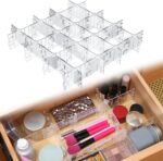 45 Pcs Adjustable Drawer Dividers with Fixed Buckle Drawer Organizer Box Dividers Back To School Gift for Socks Underwear Makeup Kitchen Bedroom Dresser Office Storage (Clear) - Image 2