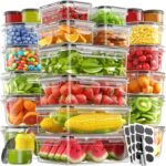 46 Piece Food Storage Containers with Lids(23 Containers & 23 Lids), BPA-Free Plastic Food Containers for Kitchen Storage and Organization, Leak Proof Meal Prep Container, Includes Labels & Pen - Image 2