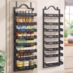 8-Tier Over The Door Pantry Organizer, Large 2 IN 1 Wall Mount or Hanging Spice Rack, Pantry Door Organizer and Storage with Adjustable Basket, Door Spice Rack for Pantry, Black - Image 2