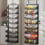 8-Tier Over the Door Pantry Organizer, Large Metal Door Spice Rack with Adjustable Basket, 2 in 1 Wall Mount or Hanging Heavy-Duty Pantry Door Storage Shelf for Kitchen and Bathroom, Black - Image 2
