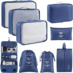 9 Set Packing Cubes for Travel Essentials, Suitcase Organizer Bags for Airplane Road Trip Camp - Navy Blue - Image 2