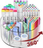 Absonic Acrylic Pen Holder Pencil Organizer, 360-Degree Rotating Pencil Holder, Crayon Organizers for Kids Marker Organizer Caddy Art Supply Kids Desk Organizers for Office Home School - Image 2