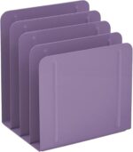 Acrimet 4-Section Vertical Metal File Sorter, Desktop File Organizer for Papers, Folders & Documents, Space-Saving Office Organizer, Purple - Image 2