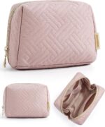 BAGSMART Small Makeup Bag, Travel Cosmetic Bag Make Up Pouch Small Travel Essentials for Women Dorm Room Essentials Pouch,Water-resistant Toiletry Bag,Makeup Organizer Bag, Pink - Image 2