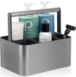 BYUNER Portable Shower Caddy Dorm: Compact Bathroom Caddy Organizer with Handle & Adjustable Dividers, Hard Plastic Shower Basket Storage Tote for Toiletry, College Dorm Room Essentials for Men Gray - Image 2