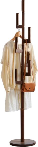Bamboo Cactus Coat & Clothes Rack Stand, Standing Freestanding Clothing Racks with 6 Hooks for Adults & Kids, Heavy Duty Modern Entryway Living Room Bedroom Corner Coat Rack - Image 2