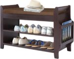 Bamboo Shoe Bench Entryway with Storage, Removable Cushion, 2-Tier Shoe Rack, 30.9" x 11.6" x 19.5" - Image 2