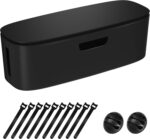 Cable Management Box - Large Cord Organizer Box to Hide Power Strip & Under Desk, TV Computer Wires Cable Organizer Box with Baby Proofs, Desk Cord Organizer for Home/Office - Black - Image 2
