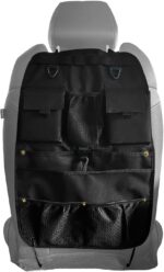 Car Seat Back Organizer with Multiple Storage Pockets, Black Mesh and Fabric, Universal Fit - Image 2