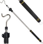 Clothes Hook Pole Heavy Duty, 36" to 65" Long Research Pole with Hook Sponge Long Handle Telescoping Pole Stainless Steel Tube S Hook Closet for Reaching Extending Rod Hang High Area Top - Image 2