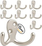 Coat Hooks Wall Hooks for hanging - 8 pack Silver Double Prong Hook Wall Mounted - Great for Living Room, Kitchen, Bedroom for Coat, Bag, Scarf, Towel, Hat, Key, Cup,Sturdy, Durable, Rust-Resistant - Image 2