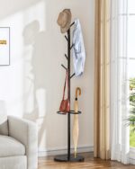 Coat Rack Freestanding, Coat Rack with Umbrella Holder, Coat Hanger Stand with 8 Hooks, Coat Tree with Marble Base, 3 Adjustable Size, for Entryway, Living Room, Bedroom Marble Black TYM09BD - Image 2