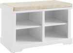 Crosley Furniture Anderson Entryway Storage Bench with Shoe Rack Organizer Shelves, White - Image 2