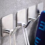 DELITON Adhesive Towel Hooks on Wall: Robe Hooks for Hanging Clothes Hats Stick on Bathroom/Kitchen SUS 304 Stainless Steel Silver - Image 2