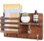 Decorative Key Hanging Rack with 10 Hooks – Easy Install Natural Wooden Key and Mail Holder for Wall Mount – Entryway Decor Rack with Shelf (Brown) - Image 2
