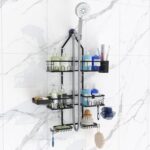 Dotpilgo Shower Caddy Hanging Upgraded Adjustable Rustproof Shower Caddy Shower Organizer for Over Handheld or Fixed Shower Heads with Hooks Soap Holder Toothbrush Holder - Image 2