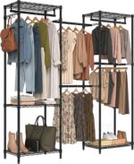Freestanding Closet System, Large Free Standing Closet Rack Organizer for Hanging Clothes Adjustable Metal Wire Clothing Rack with 5 Shelves & 5 Rods, Black - Image 2