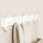 GWAAZXGZ Coat Rack Wall Mount Hooks - 15 Inch Matte White Metal 6-Hook Organizer Wall Mounted, Modern Kids Room, Entryway & Bathroom Hanger for Beach Towels, Coats, Purses, Bags (1 Pack) - Image 2