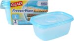 Glad GladWare Freezerware Food Storage Containers - Large Rectangle - Meal Container Holds up to 64 Ounces of Food - Lock Tight Seal, 2 Count - Image 2