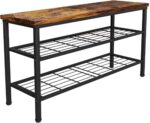 Glynym 3-Tier Metal Shoe Rack with Wood Top - Durable & Space-Saving Shoe Organizer,Industrial Shoe Organizer Shelf Bench Storagefor Closet Entryway, Bedroom & Hallway - Bronze + Black 28.5 W × 18" H - Image 2