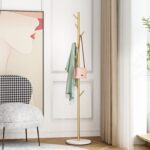 Gold Coat Racks, Metal Coat Rack Freestanding with Hooks, Entryway Coat Rack Stand, Coat Racks with Marble Base, Coat Tree for Hanging Clothes, Hats, Bags - Image 2