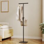 HAZHEYE Modern Coat Rack Freestanding,Metal Standing Coat Rack Coat Tree with a geometric cast iron base and hooks,T Shaped Coat Hanger Stand for Coats, Hats, Bags, Purses, for Entryway, Hallway - Image 2