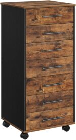 HOOBRO 7-Drawer File Cabinet, Wooden Office Cabinet with Drawers, Mobile Storage Filing Drawer for Home Office, Study, Easy Assembly, Rustic Brown and Black BF07WJ01 - Image 2