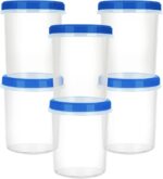 Heavy Duty Airtight Plastic Containers with Twist Top Lids, Stackable Freezer Containers for Lunch, Salad, Soup, Leftover, Ice Cream, BPA Free [6 Pack-32 oz] - Image 2