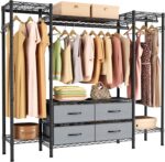 Heavy Duty Garment Rack Clothes Rack,Large Metal Closet Organizer System Storage Wardrobe,Freestanding Clothing Rack with 8 Adjustable Wire Shelves&3 Hang Rods,MaxLoad 900lbs - Image 2