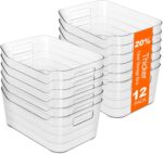 Hudgan 12 Pack Clear Storage Bins for Fridge, Plastic Pantry Organizer Containers for Home, Kitchen Cabinet, Freezer, Bathroom Shelf, Under Sink and Closet - Image 2