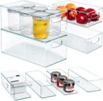 Hudgan 8 PACK Stackable Pantry Organizer Bins (3 sizes) - Clear Fridge Organizers for Kitchen, Freezer, Countertops, Cabinets - Plastic Food Storage Container with Handles for Home and Office - Image 2