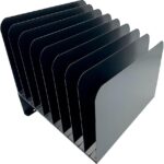 Huron Desktop File Binder Organizer Storage, Inclined Slant 8 Slot, Black Commercial Grade Steel - Image 2