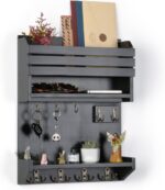 Innovation Key Holder for Wall, Wall Mounted Mail Organizer with 9 Key Hooks, Key Holder Wall Mount for Home Entryway Decor, Black - Image 2