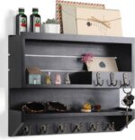 Innovation Key and Mail Holder for Wall, Key Holder Wall Mount, Mail Organizer with 9 Hooks, Black - Image 2