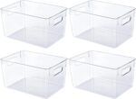 JollyPack 4 Pack Clear Plastic Storage Bins, Pantry Organizers and Storage with Handles, Clear Storage Containers for Fridge, Kitchen, Cabinet, Bathroom and Office - Image 2