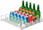 KUUKIKV Upgraded Drink Organizer for Fridge, Space-Saving Fridge Drink Organizer, Automatic Pusher Glide and Adjustable Width Drink Dispenser for Fridge - Holds Up to 25 Cans (5 Rows White) - Image 2
