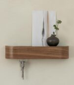 Kazai. Key Holder 'Toke' | Minimalist Key Hook Design from Berlin | Modern Key Holder Wall Mount with Wooden Shelf | Key Rack for Wall as Entryway Organizer | Walnut - Image 2