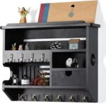 Key Holder for Wall, Mail Organizer Wall Mount with Storage Drawer and 10 Hooks, Easy Installation Key Holder Wall Mount for Home Decor, Black - Image 2