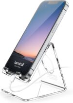 Lamicall Cell Phone Stand, Desk Accessories - Clear Office Cell Phone Holder, Acrylic Phone Stand, Desktop, Acrylic Office Desk Accessories, Office Decor, Suitable for iPhone, 4-8'' Phone - Image 2