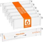 Lifewit Hanging Kitchen Drawer Dividers 3.1" High, 10-17" Adjustable Drawer Organizers for Utensils, Expandable Dresser Separators in Kitchen/Bedroom/Bathroom/Vanity/Office, White(6 Pack) - Image 2
