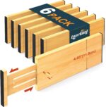 Lzerking Dresser Drawer Organizers 4.65" High, Adjustable from 12-17.5" Bamboo Deep Drawer Dividers, Expandable Organization for Clothes, Dressers, Bedroom, Kitchen Storage - Image 2