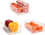 MVOVM Refrigerator Organizer Bins 3 Pack Fridge Organizers with Handles Clear Freezer Storage Containers for Pantry, Cabinets,Shelves, Drawer – Plastic Kitchen Organizers - Image 2